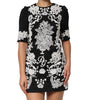 Robe trapèze à manches courtes et bordure en dentelle noire Dolce &amp; Gabbana