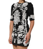 Robe trapèze à manches courtes et bordure en dentelle noire Dolce &amp; Gabbana