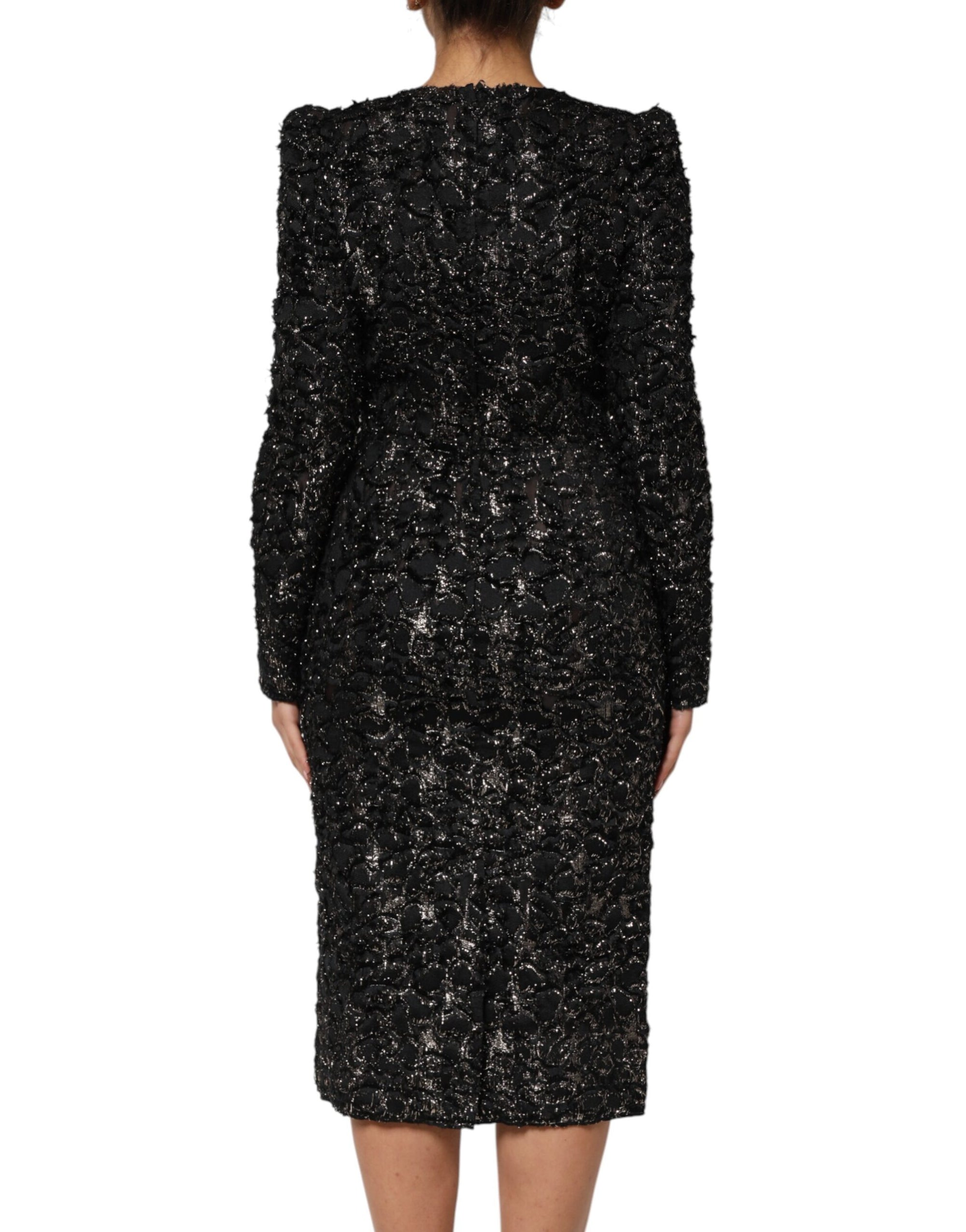Dolce &amp; Gabbana Black Sequin Bouclé Tweed Sheath Dress