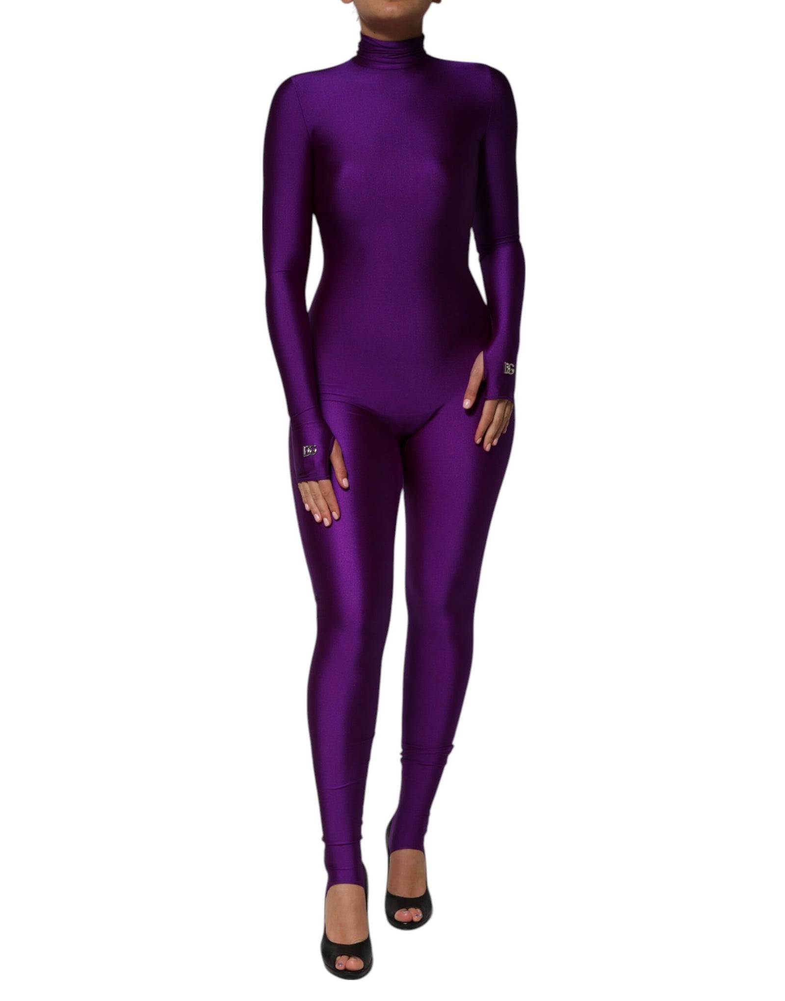 Robe moulante à col roulé en nylon violet Dolce & Gabbana