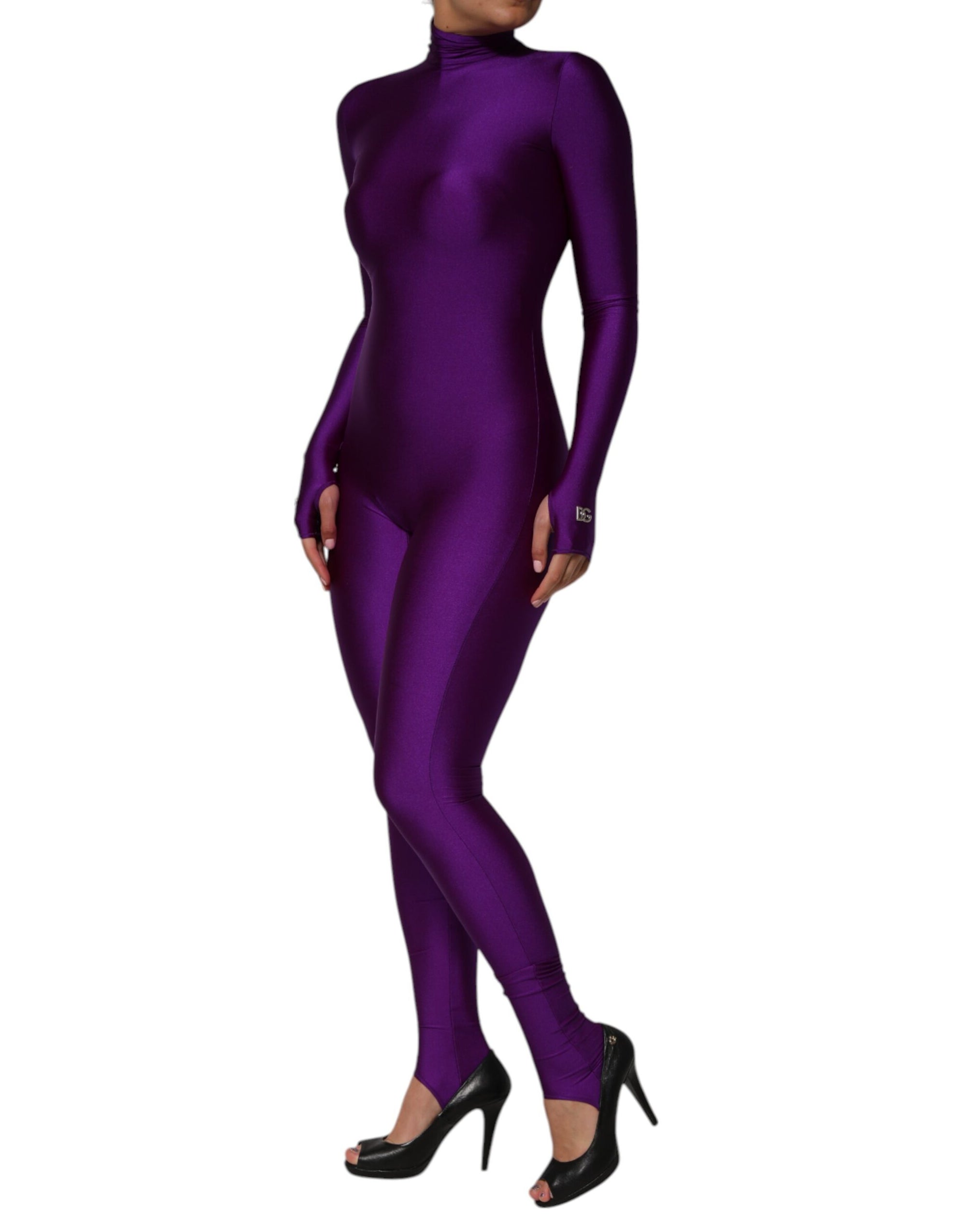 Robe moulante à col roulé en nylon violet Dolce & Gabbana