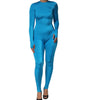 Dolce & Gabbana Blue Nylon Crew Neck Bodycon Jumpsuit Dress