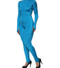 Dolce & Gabbana Blue Nylon Crew Neck Bodycon Jumpsuit Dress