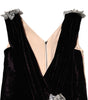 Dolce &amp; Gabbana Black Velvet Flower Embellishment Aline Dress
