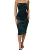 Dolce &amp; Gabbana Green Silk Satin Fitted Strapless Dress