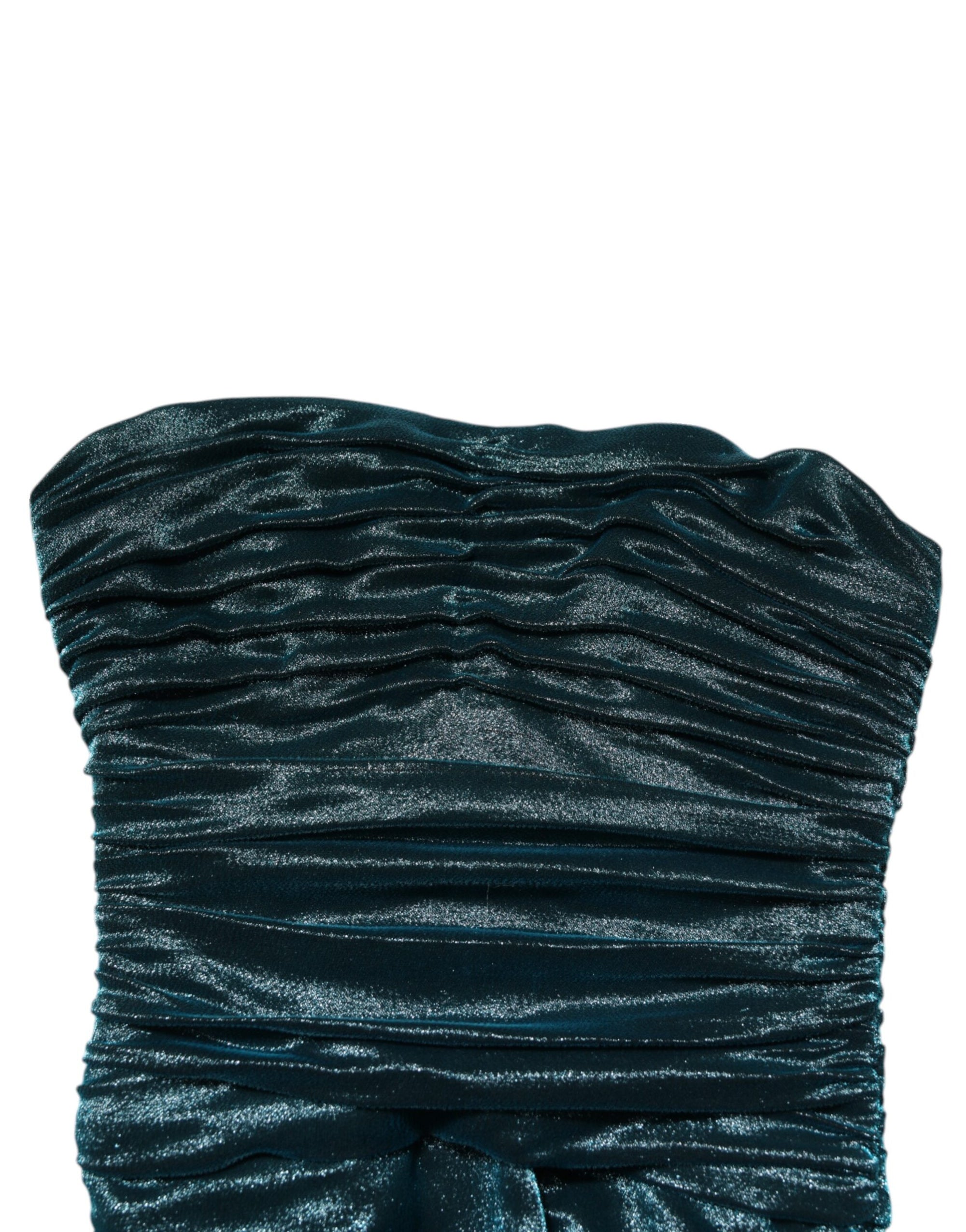Dolce &amp; Gabbana Green Silk Satin Fitted Strapless Dress