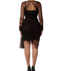 Dolce &amp; Gabbana Black Lace Trim Long Sleeve Sheath Mini Dress