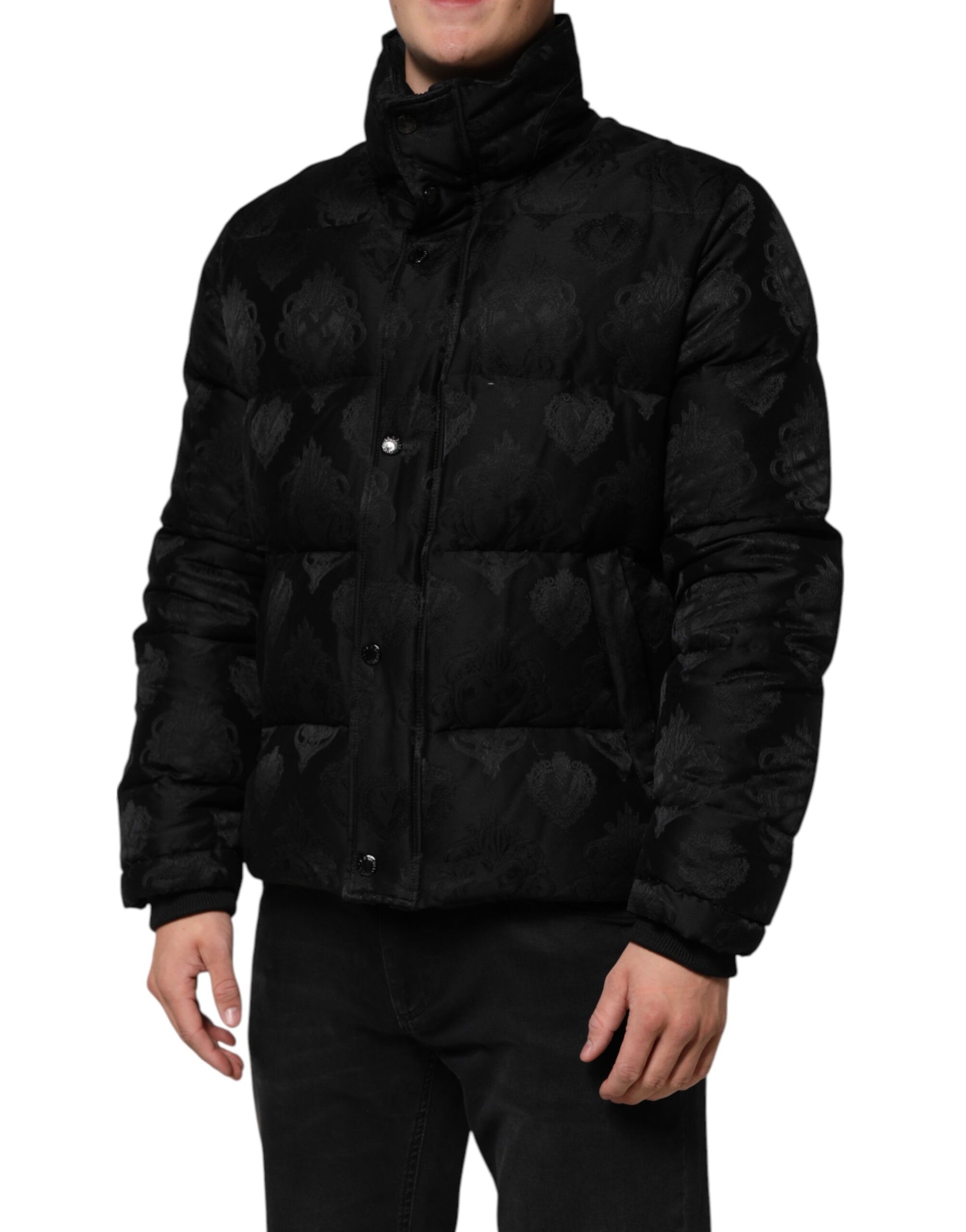 Dolce & Gabbana - Blouson aviateur matelassé en jacquard noir
