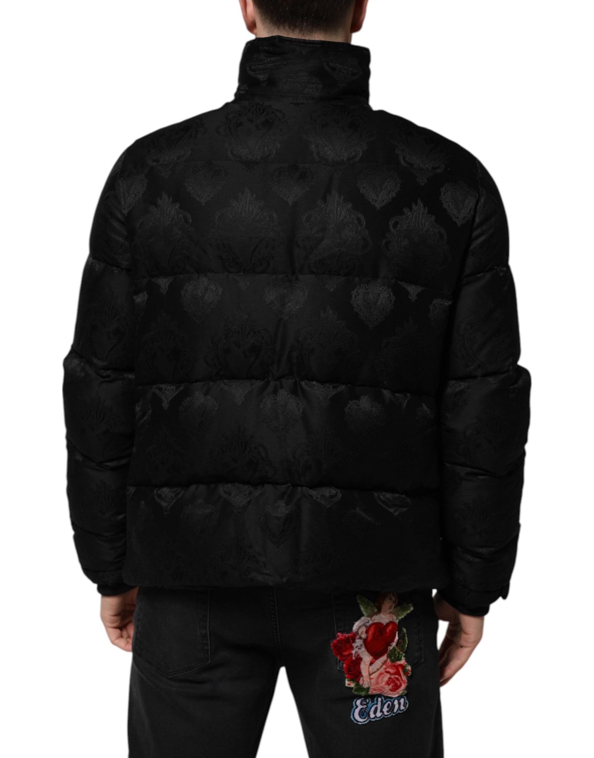 Dolce & Gabbana - Blouson aviateur matelassé en jacquard noir