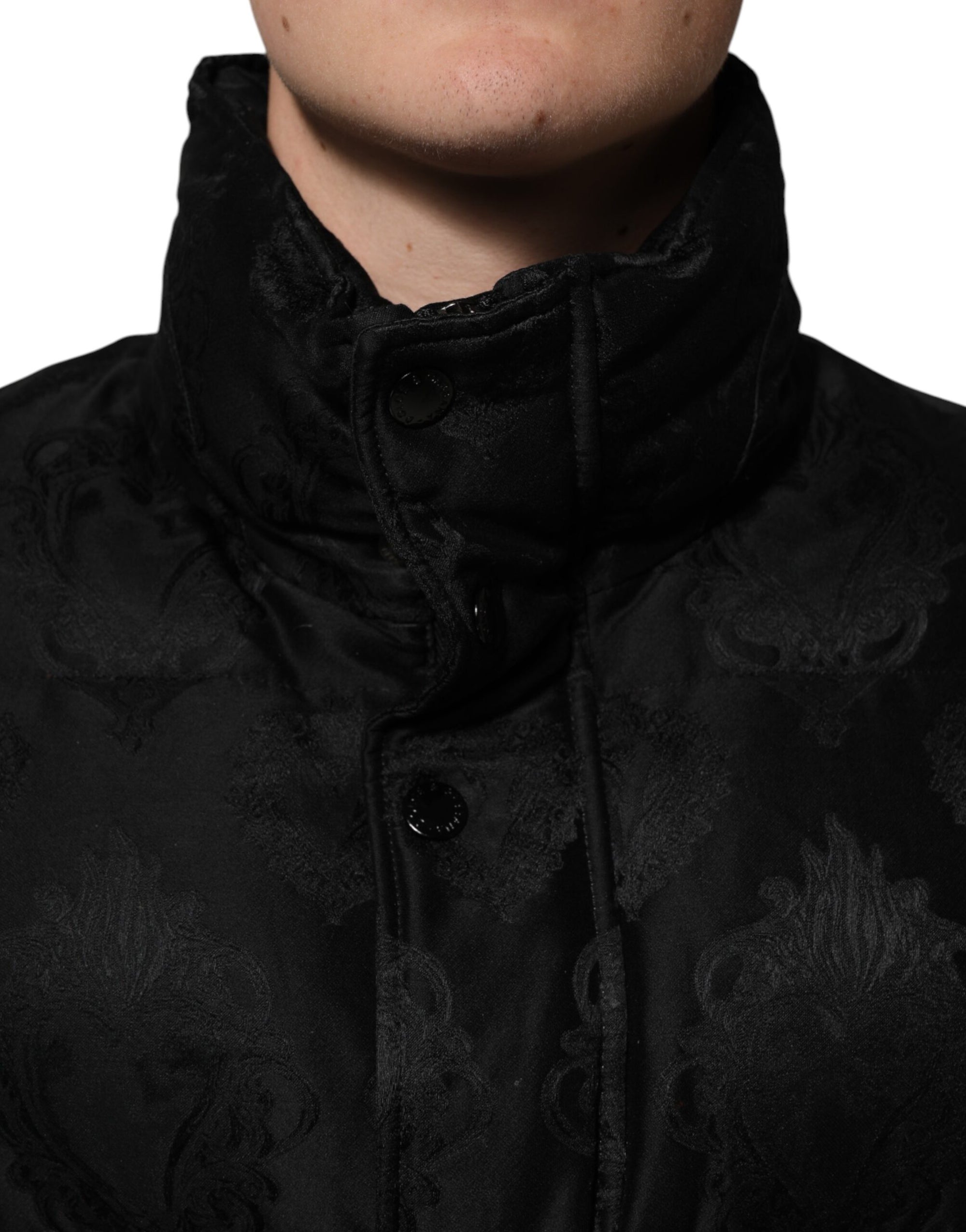 Dolce & Gabbana - Blouson aviateur matelassé en jacquard noir