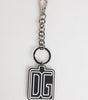 Dolce & Gabbana Black White DG Rubber Logo Silver Men Keychain Keyring
