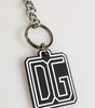 Dolce & Gabbana Black White DG Rubber Logo Silver Men Keychain Keyring