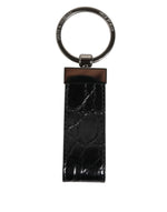 Porte-clés Dolce &amp; Gabbana en cuir noir avec logo en métal pour homme