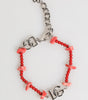 Dolce & Gabbana Silver Tone Brass Beaded Resin DG Logo Chain Men Bracelet