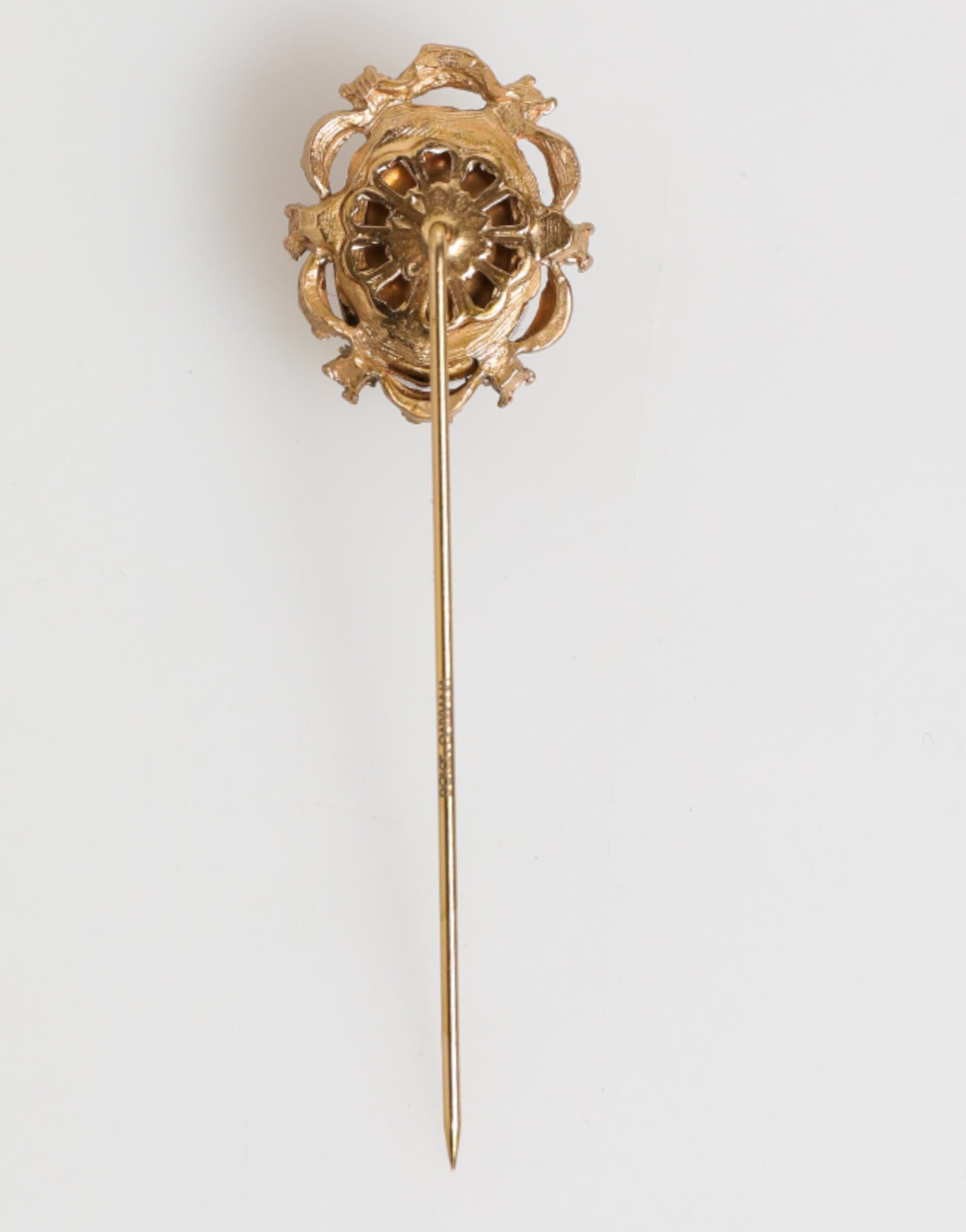 Dolce & Gabbana Gold Tone Green Stone Antique Men Accessory Brooch Pin