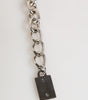 Dolce &amp; Gabbana Silver Chain Brass Beaded Lobster Clasp Logo Men Bracelet