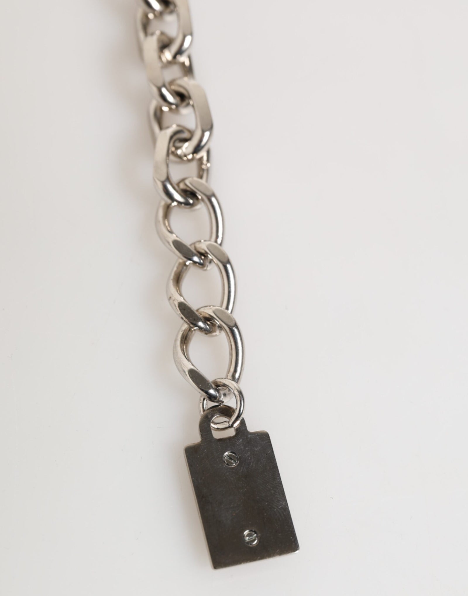 Bracelet Dolce &amp; Gabbana pour homme avec chaîne en argent, fermoir mousqueton et perles en laiton et logo