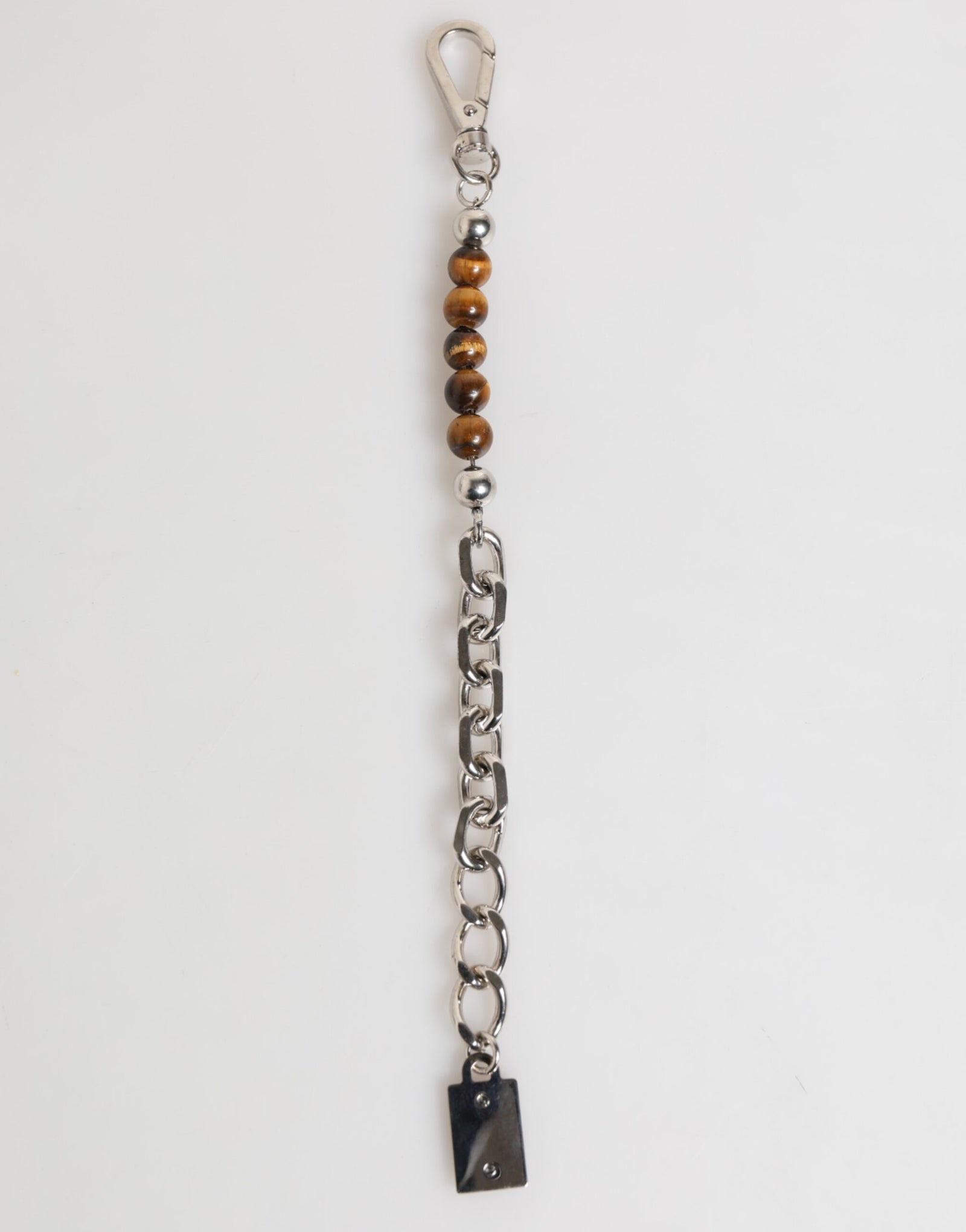Bracelet Dolce &amp; Gabbana pour homme avec chaîne en argent, fermoir mousqueton et perles en laiton et logo
