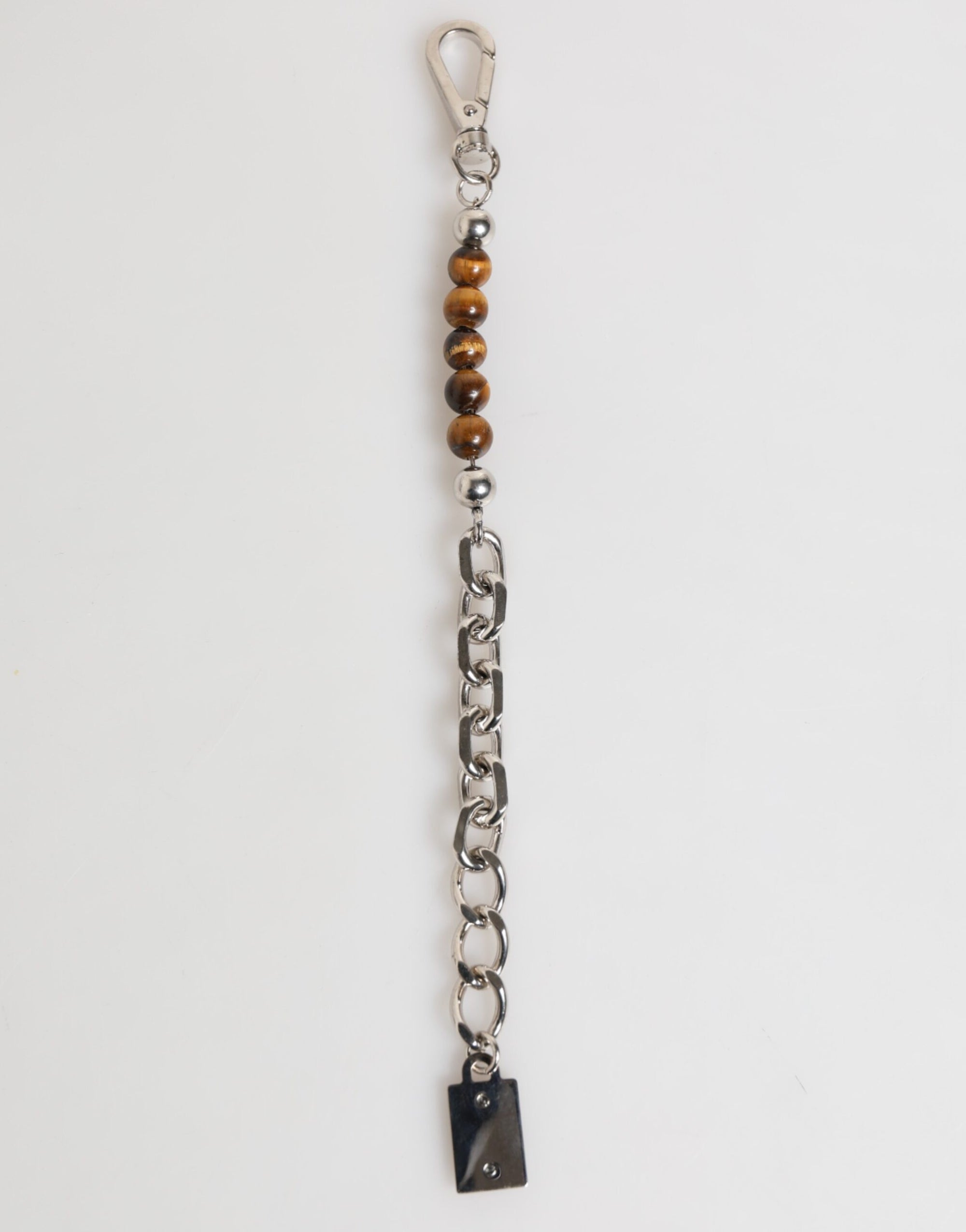 Dolce &amp; Gabbana Silver Chain Brass Beaded Lobster Clasp Logo Men Bracelet