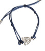 Bracelet homme Dolce &amp; Gabbana en laiton argenté avec logo DG et cordon bleu MARINA