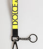 Dolce & Gabbana Yellow Logo Nylon Silver Brass Holder Keychain Keyring