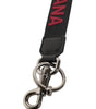 Dolce & Gabbana Negro Rojo DG Logo Poliéster Plata Hombre Llavero Llavero