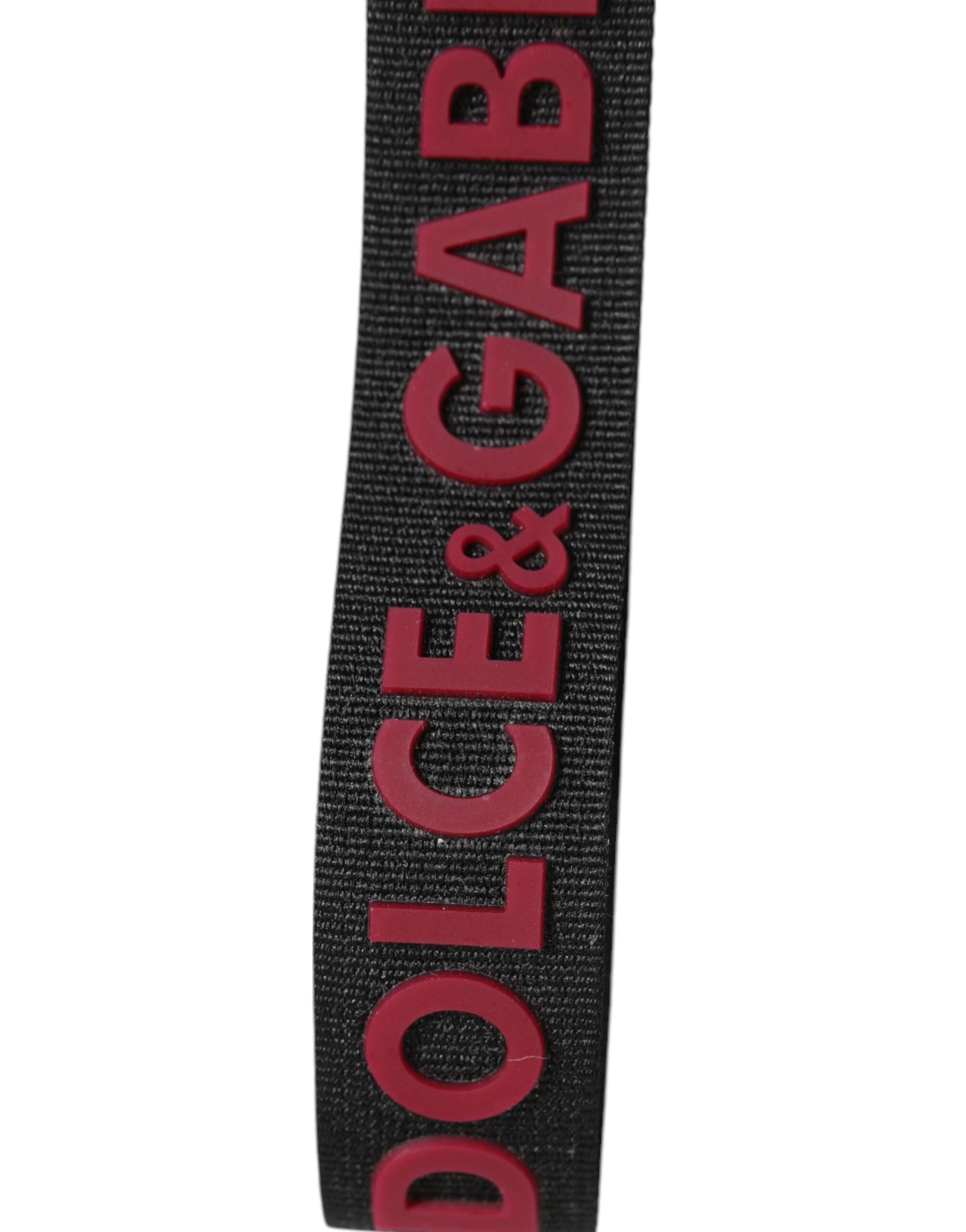 Dolce & Gabbana Negro Rojo DG Logo Poliéster Plata Hombre Llavero Llavero