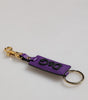 Dolce & Gabbana Logo DG Morado Llavero Metal Dorado Piel