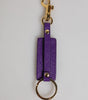 Dolce & Gabbana Logo DG Morado Llavero Metal Dorado Piel