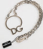 Collier Dolce &amp; Gabbana en laiton argenté avec pendentif logo DG pour homme