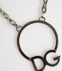 Collier Dolce &amp; Gabbana en laiton argenté avec pendentif logo DG pour homme