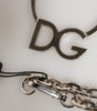 Collier Dolce &amp; Gabbana en laiton argenté avec pendentif logo DG pour homme