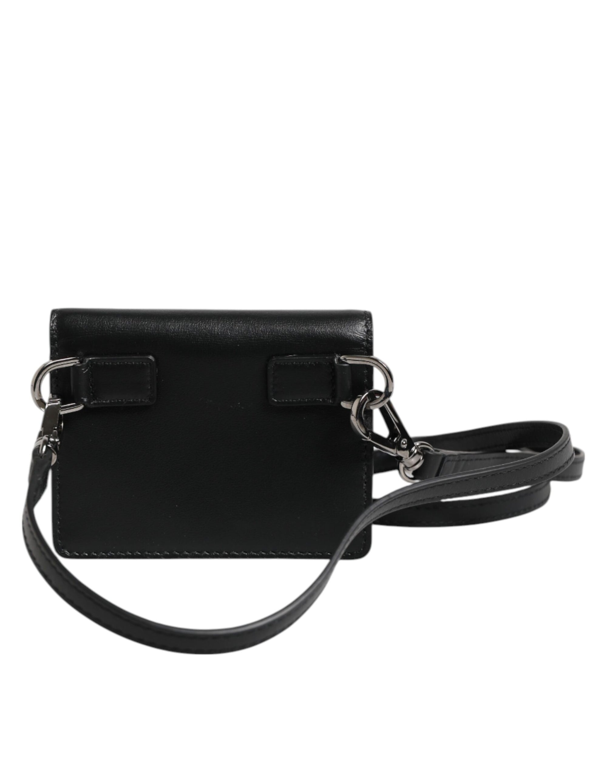 Dolce & Gabbana Negro de cuero Bifold Tarjetero Crossbody Hombres Borse Bolsa