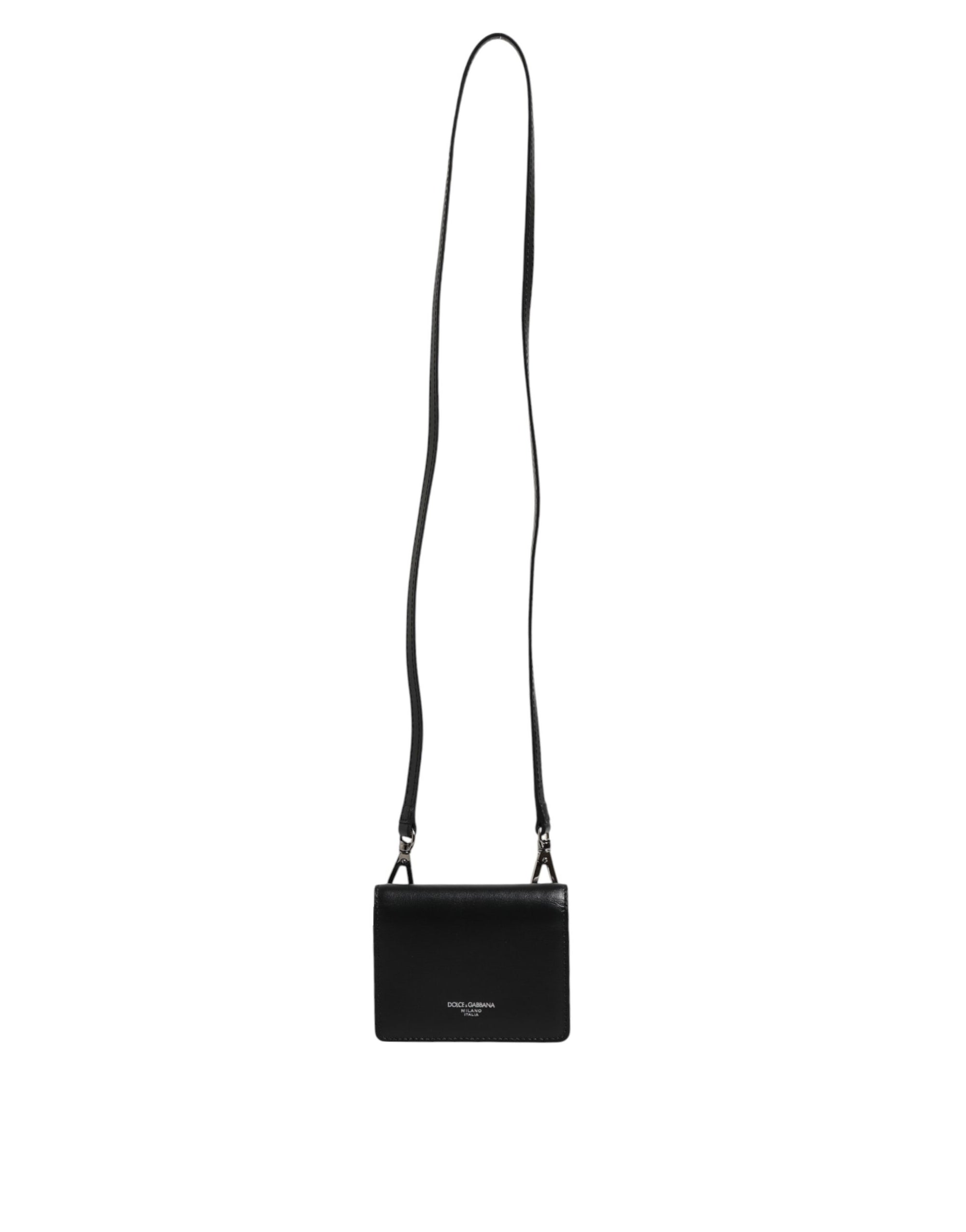 Dolce & Gabbana Negro de cuero Bifold Tarjetero Crossbody Hombres Borse Bolsa