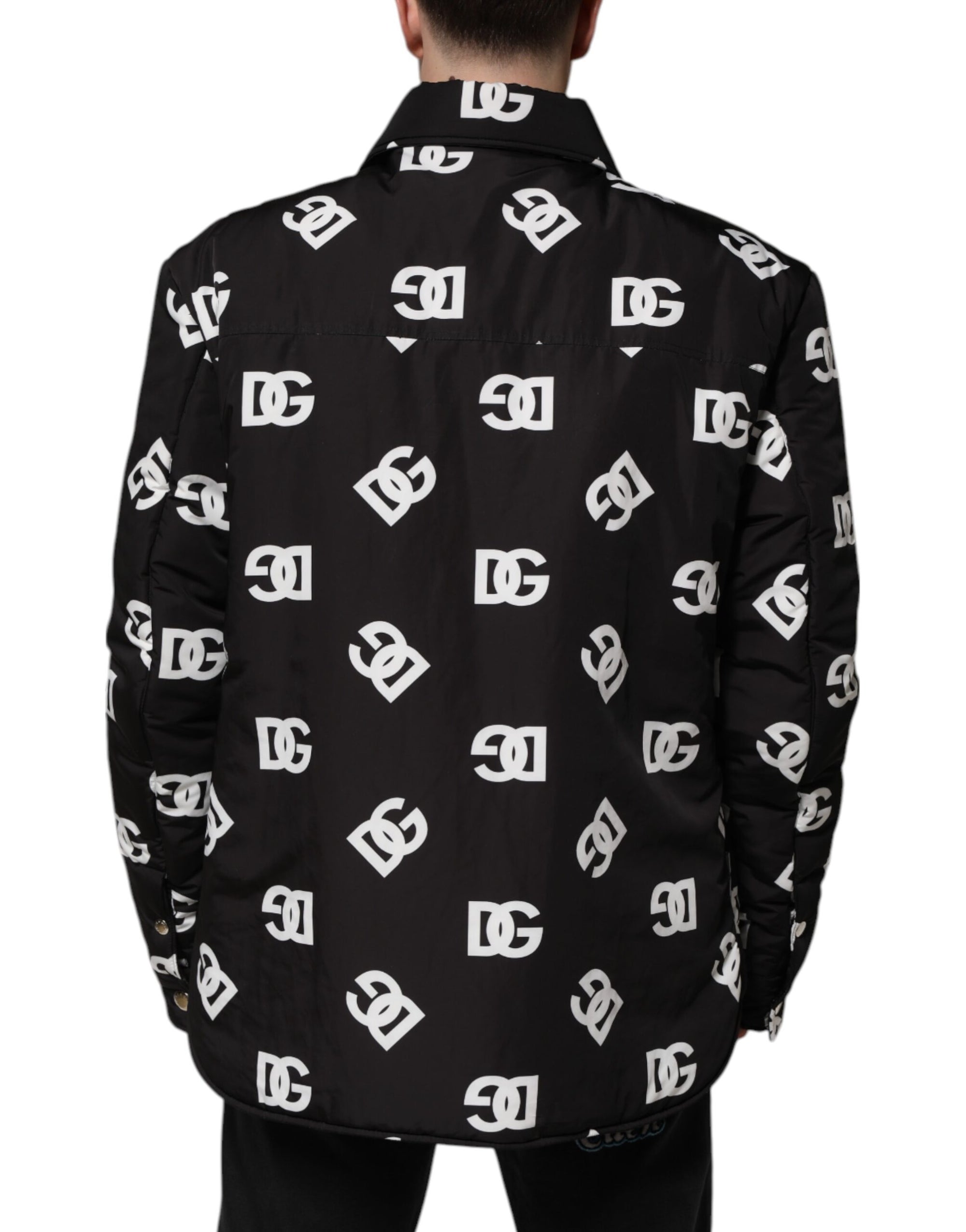 Veste coupe-vent en nylon noir Dolce &amp; Gabbana avec monogramme DG