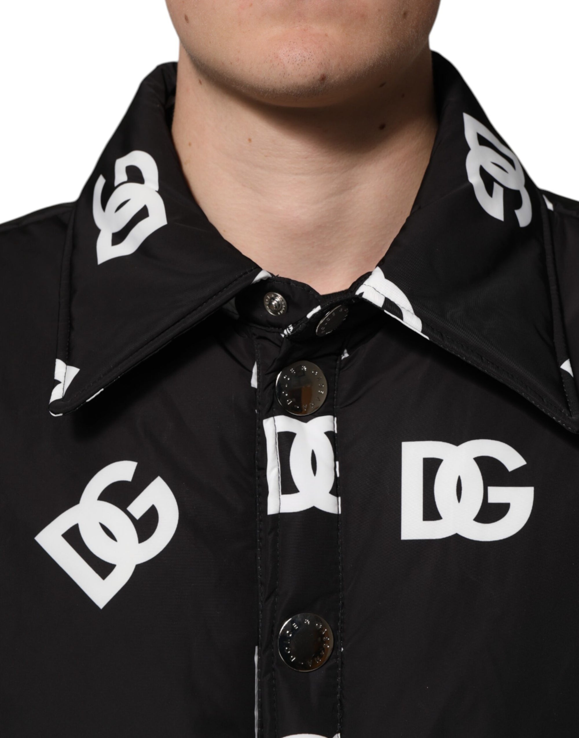 Veste coupe-vent en nylon noir Dolce &amp; Gabbana avec monogramme DG