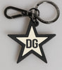 Dolce & Gabbana Blanco Negro DG Logo Estrella Goma Llavero Hombre