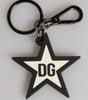 Dolce & Gabbana Blanco Negro DG Logo Estrella Goma Llavero Hombre