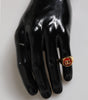 Dolce &amp; Gabbana Gold Tone Real Brass Red DG Logo Men Ring