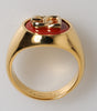 Dolce &amp; Gabbana Gold Tone Real Brass Red DG Logo Men Ring