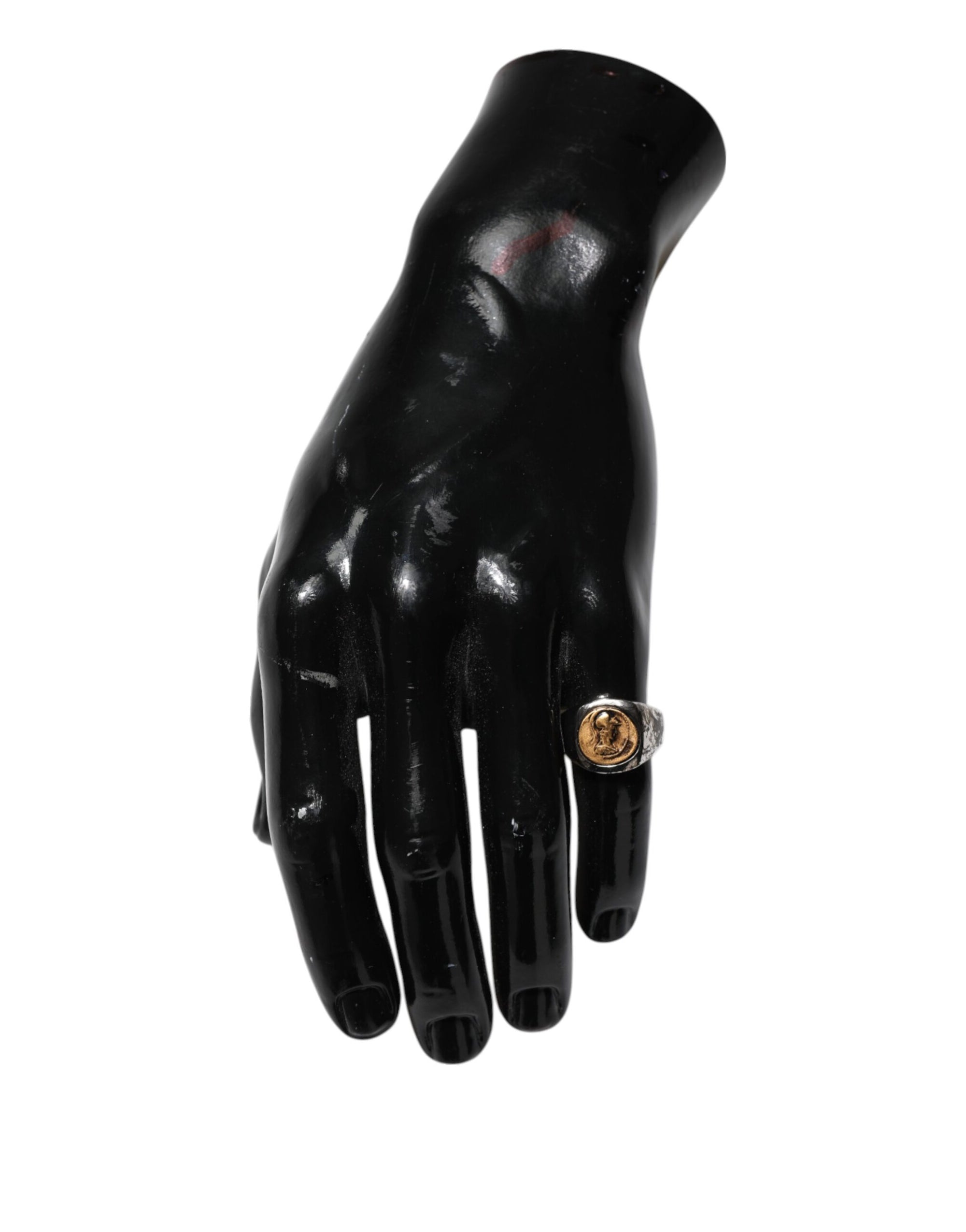 Bague Dolce &amp; Gabbana en laiton véritable bicolore gravée ton argent