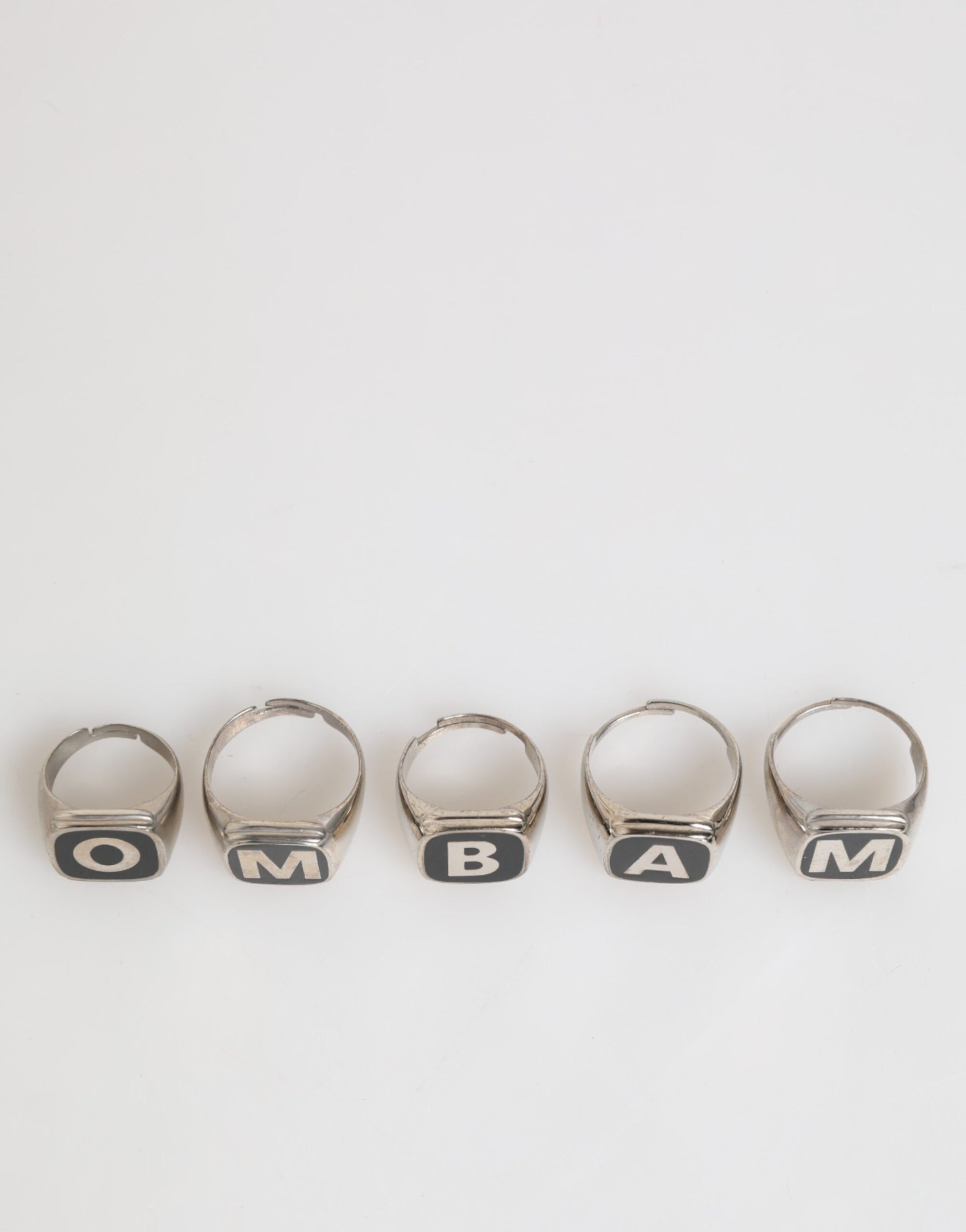 Bague ajustable Dolce &amp; Gabbana en laiton argenté avec lettrage, lot de 5 pièces