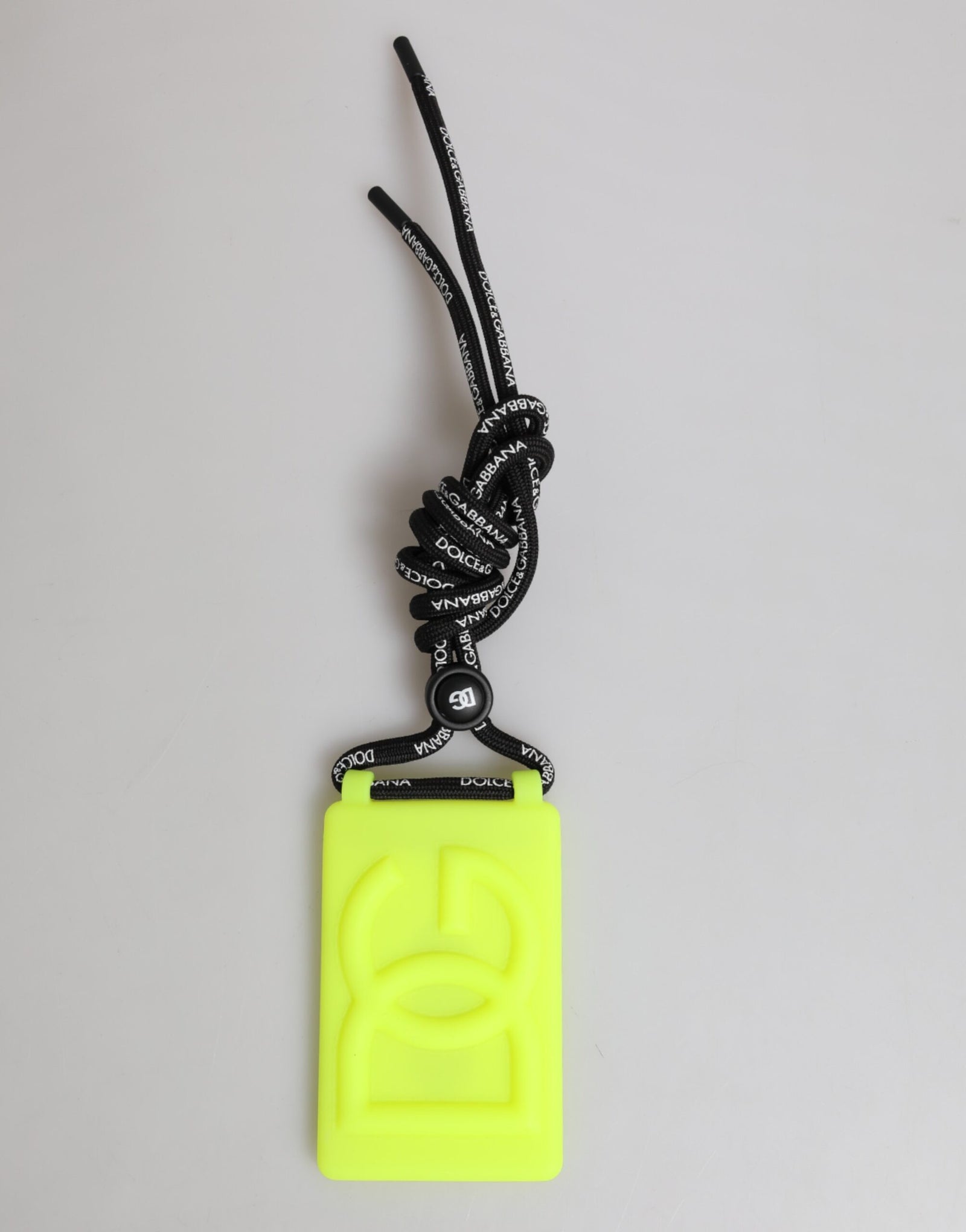 Dolce &amp; Gabbana Yellow Green Rubber DG Embossed Adjustable Badge Holder