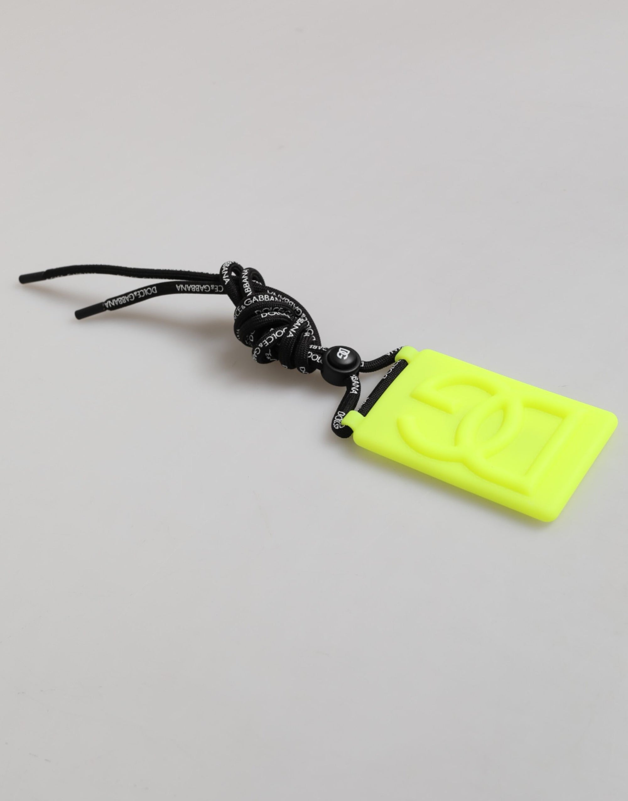 Dolce & Gabbana Yellow Green Rubber DG Embossed Adjustable Badge Holder