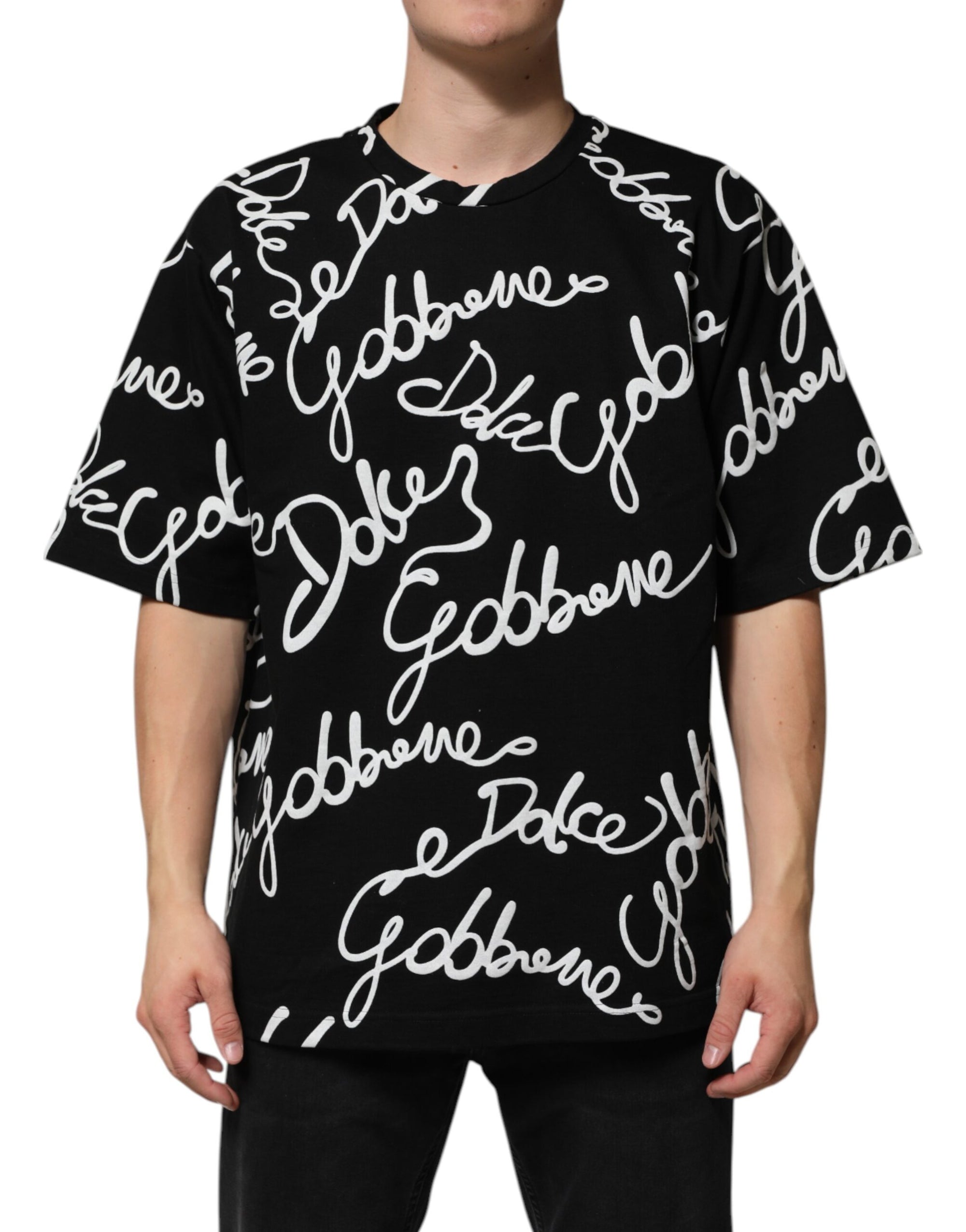 Dolce & Gabbana Camiseta cuello redondo algodón estampado logo negro