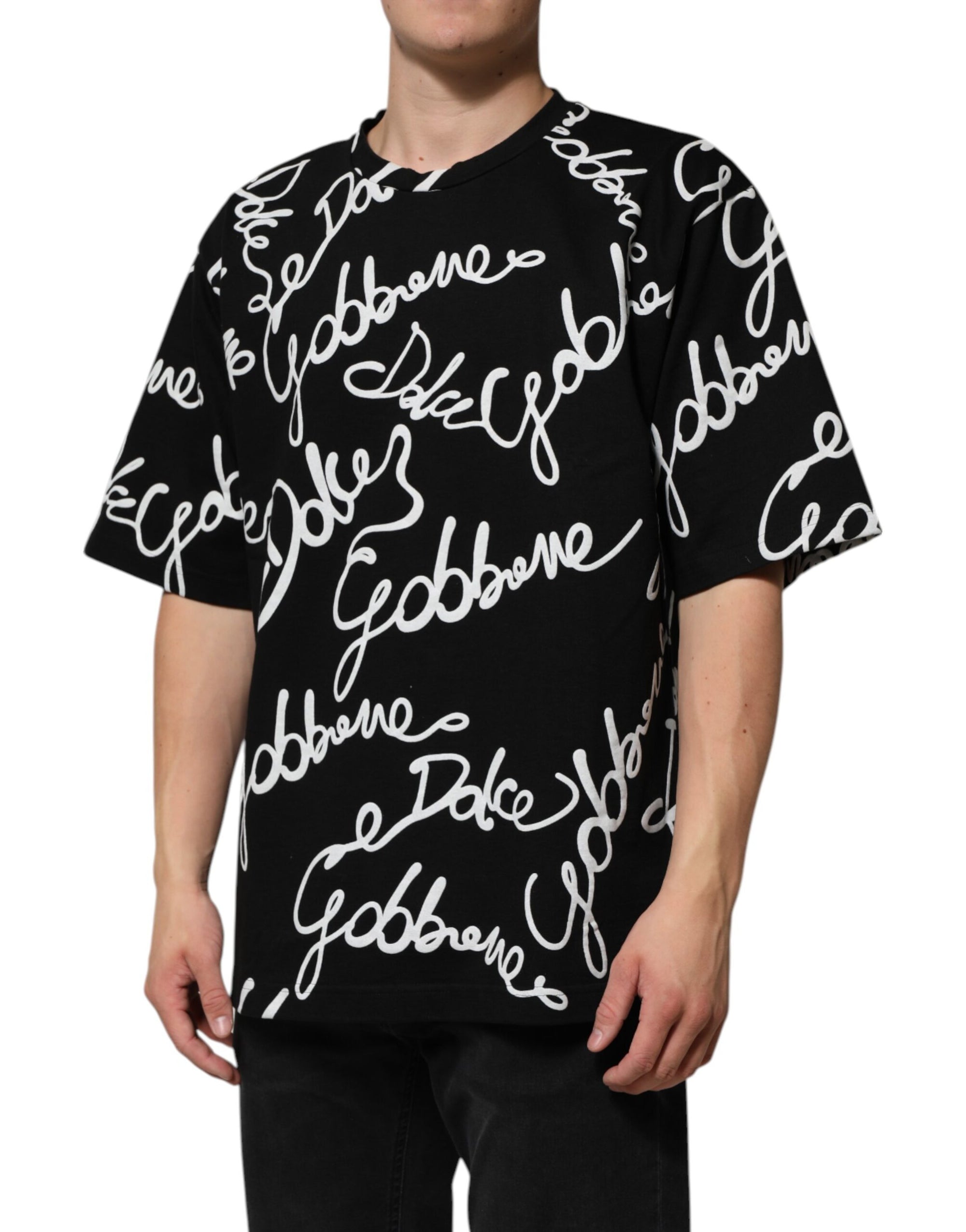 Dolce & Gabbana Camiseta cuello redondo algodón estampado logo negro