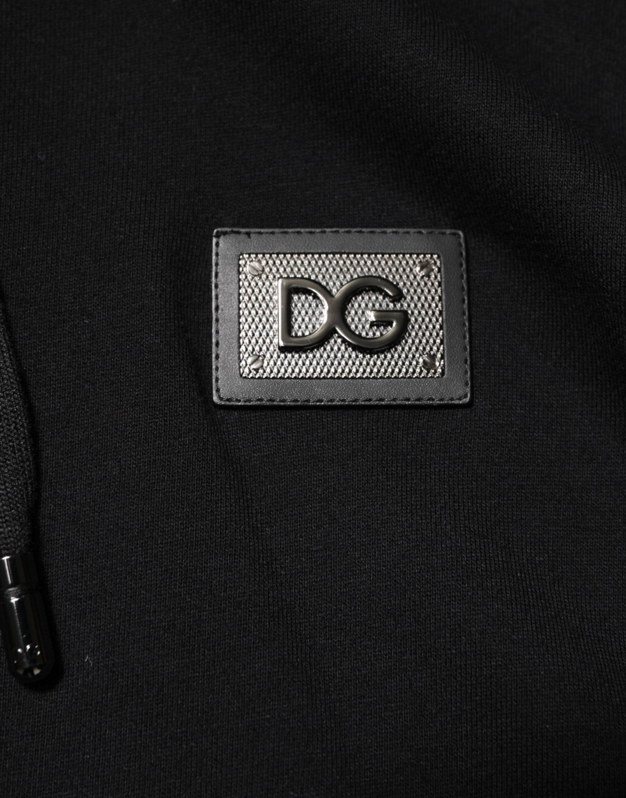 Dolce & Gabbana Negro Placa de Algodón Track Cardigan Suéter