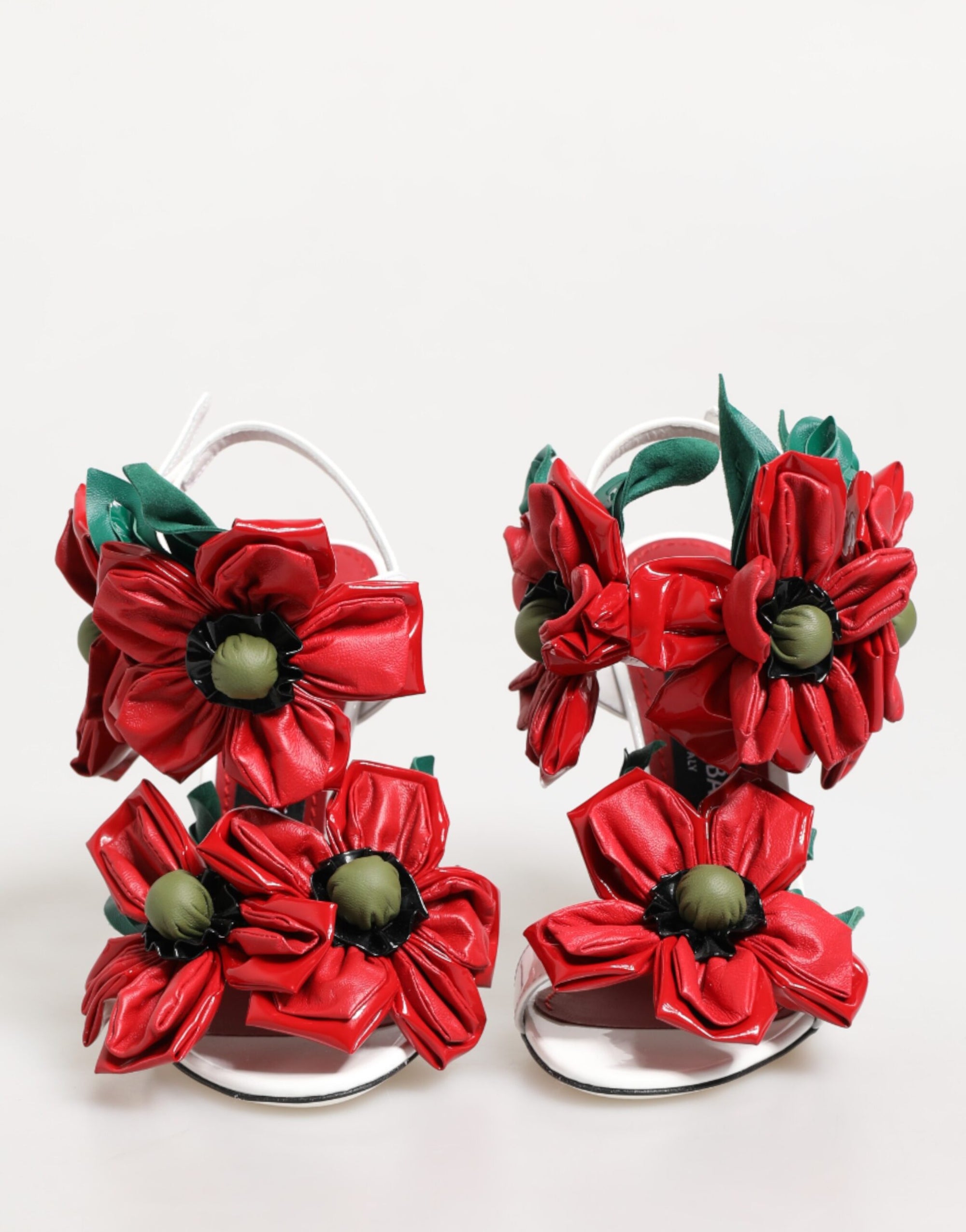 Sandales Dolce &amp; Gabbana à détails floraux blancs et rouges