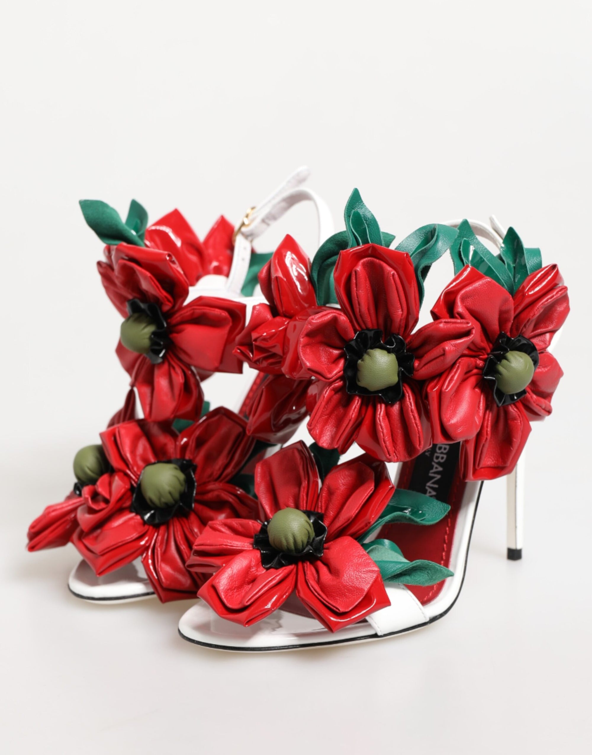 Sandales Dolce &amp; Gabbana à détails floraux blancs et rouges