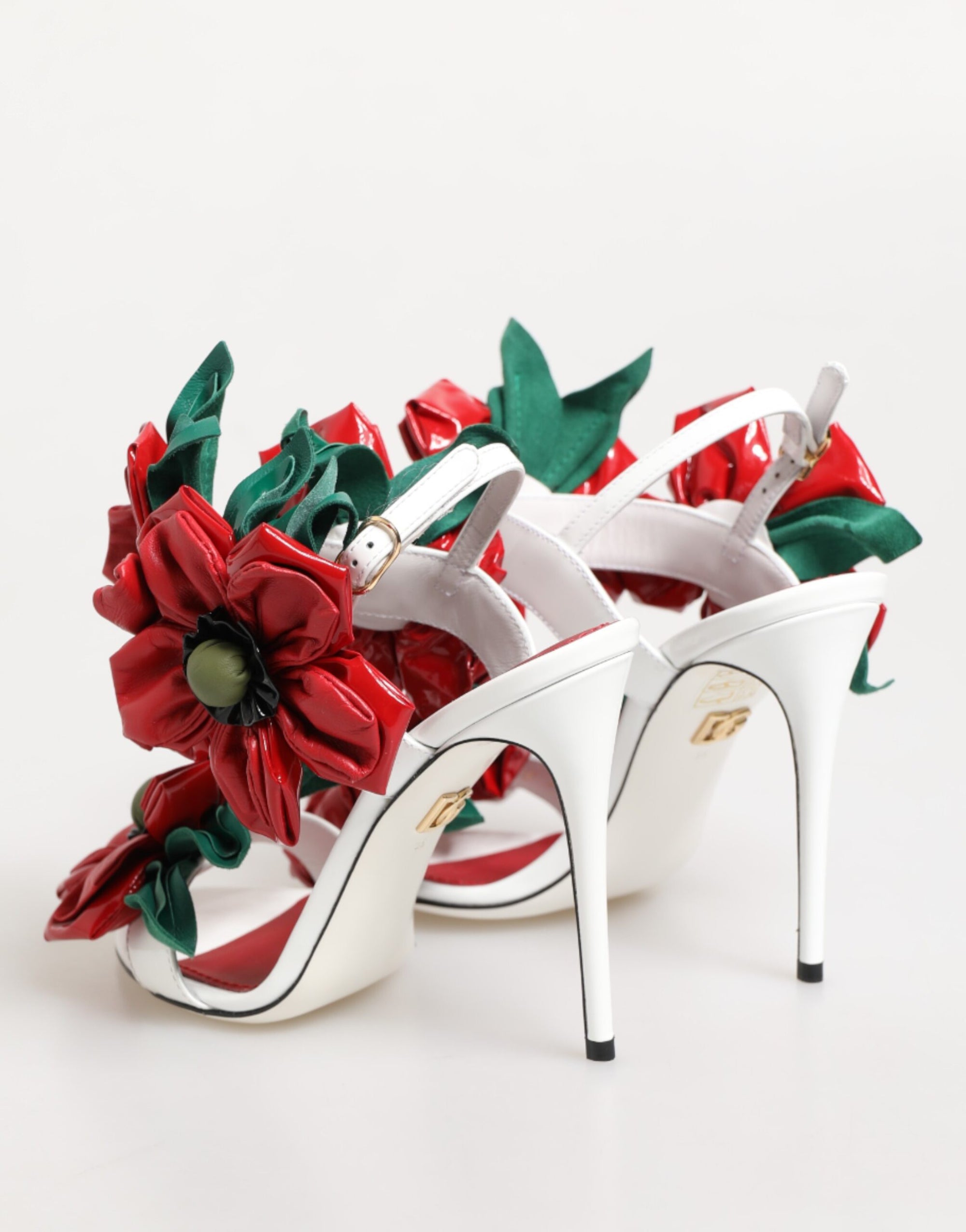 Sandales Dolce &amp; Gabbana à détails floraux blancs et rouges